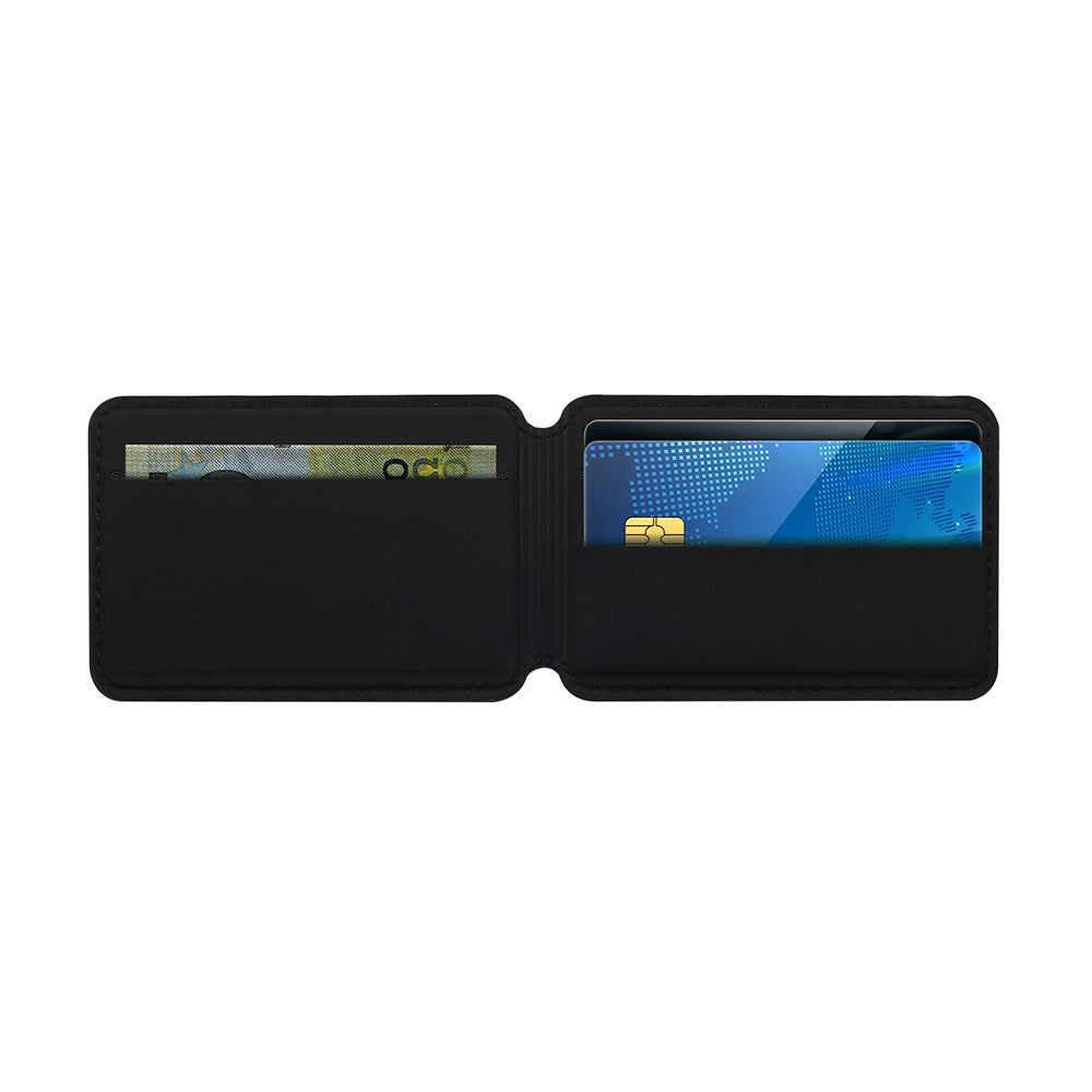 Puro Mag Wallet Vegansk Læder Kortholder til Mobil - 1 + 3 Kortpladser - MagSafe Kompatibel - Sort