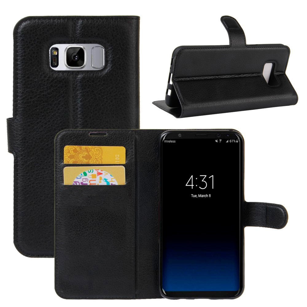 Samsung Galaxy S8 Soft Pouch Læder Etui m. Pung Sort