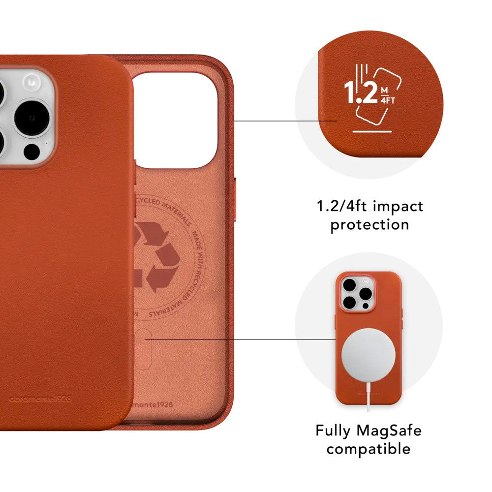 dbramante1928 iPhone 17e / 16e / 15 / 14 / 13 Roskilde Cover - 100% Ægte Læder - MagSafe Kompatibel - Tan