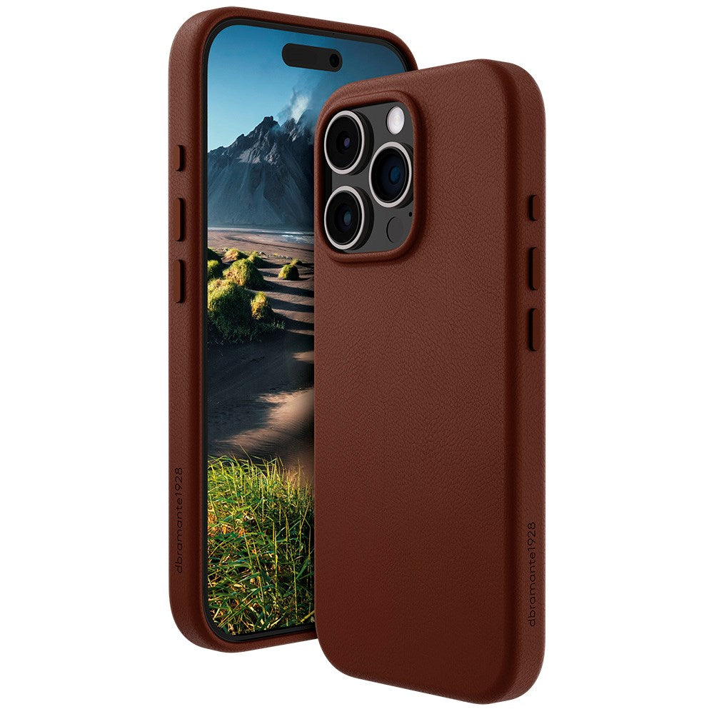Dbramante1928 iPhone 16 Pro Roskilde Cover - 100% Ægte Læder - MagSafe Kompatibel - Dark Tan