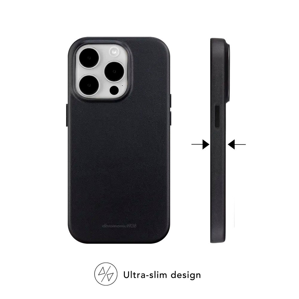 dbramante1928 iPhone 15 Pro Roskilde Cover - 100% Ægte Læder - MagSafe Kompatibel - Black
