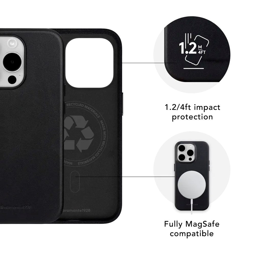 dbramante1928 iPhone 15 Pro Roskilde Cover - 100% Ægte Læder - MagSafe Kompatibel - Black