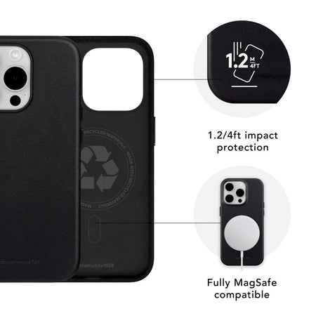 dbramante1928 iPhone 15 Pro Roskilde Cover - 100% Ægte Læder - MagSafe Kompatibel - Black