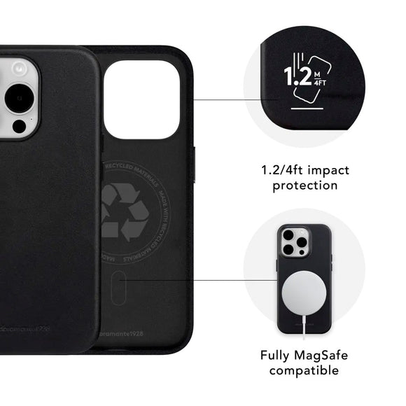 dbramante1928 iPhone 15 Pro Roskilde Cover - 100% Ægte Læder - MagSafe Kompatibel - Black