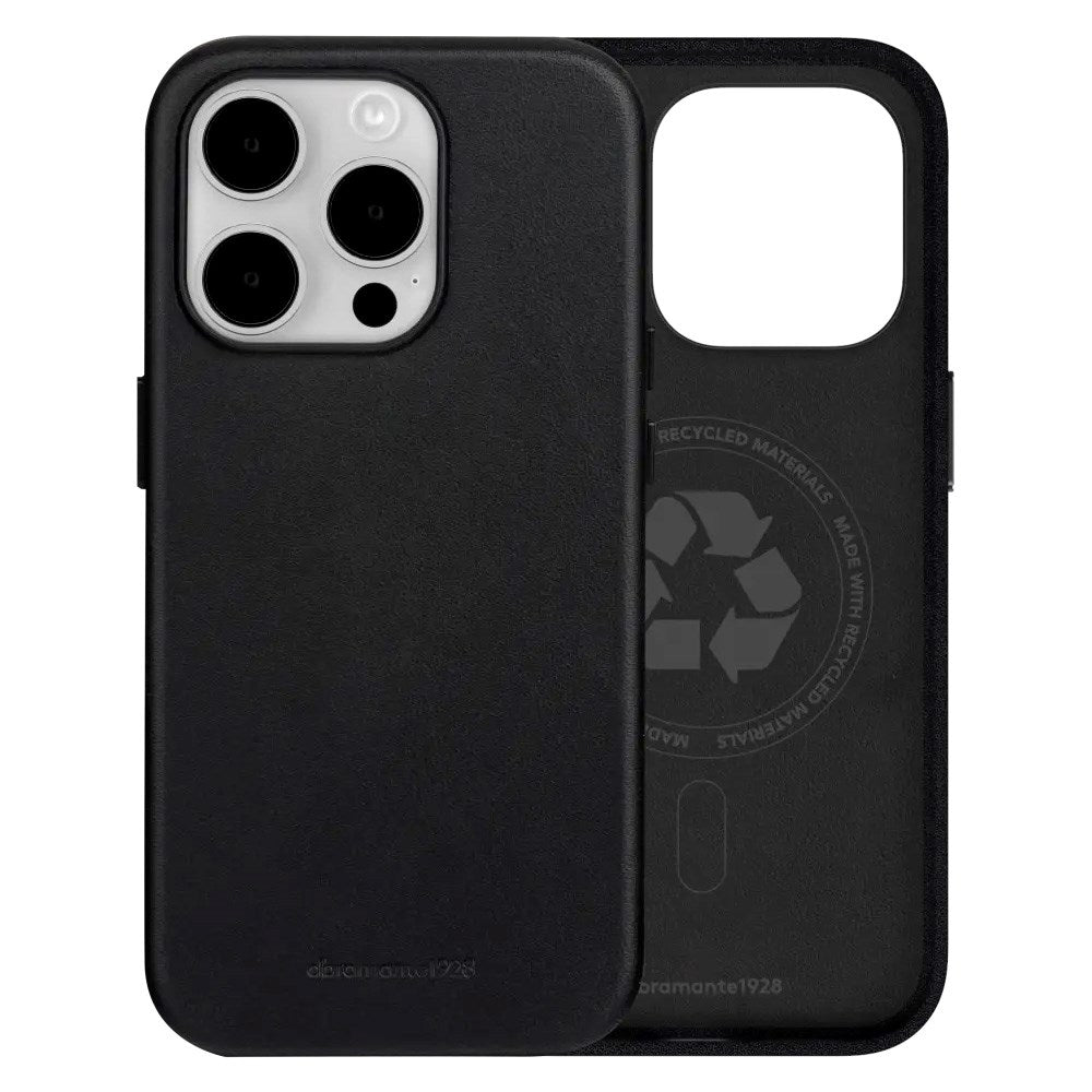 dbramante1928 iPhone 15 Pro Roskilde Cover - 100% Ægte Læder - MagSafe Kompatibel - Black