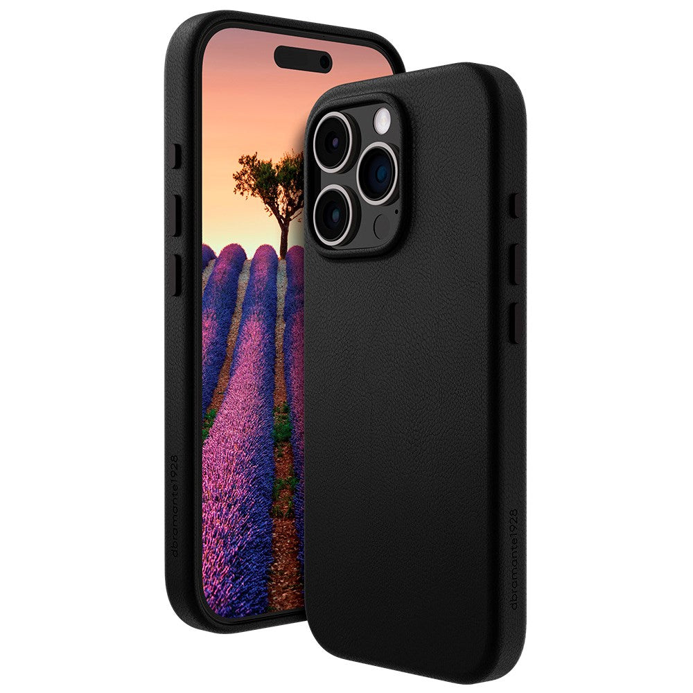Dbramante1928 iPhone 16 Pro Roskilde Cover - 100% Ægte Læder - MagSafe Kompatibel - Sort