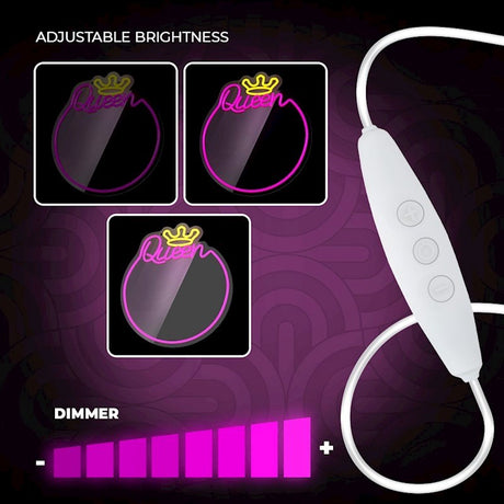Forever Light LED Neon Lys Spejl - "Queen"