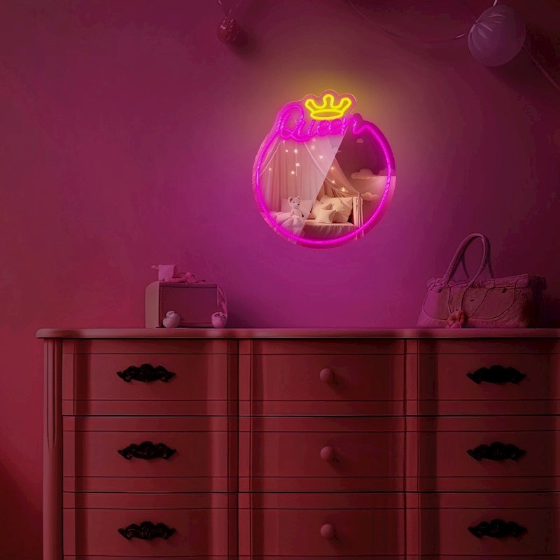 Forever Light LED Neon Lys Spejl - "Queen"