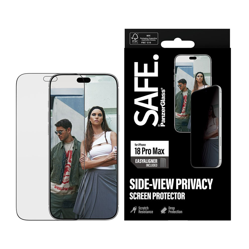 iPhone 18 Pro Max SAFE by PanzerGlass Ultra-Wide Fit Skærmbeskyttelsesglas m. EasyAligner - Privacy - Gennemsigtig