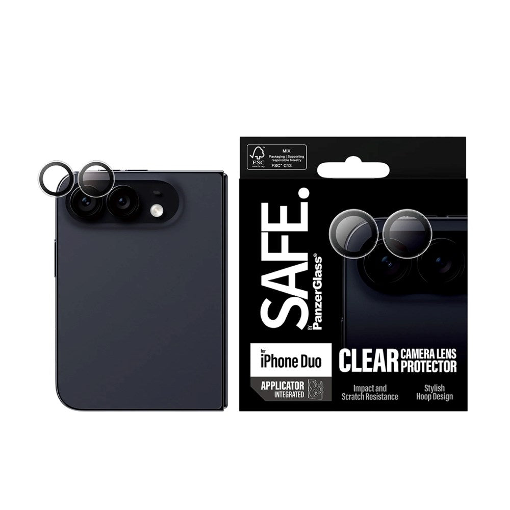 iPhone Duo Safe By PanzerGlass Kamerabeskyttelse - Genanvendt Glas - Gennemsigtig