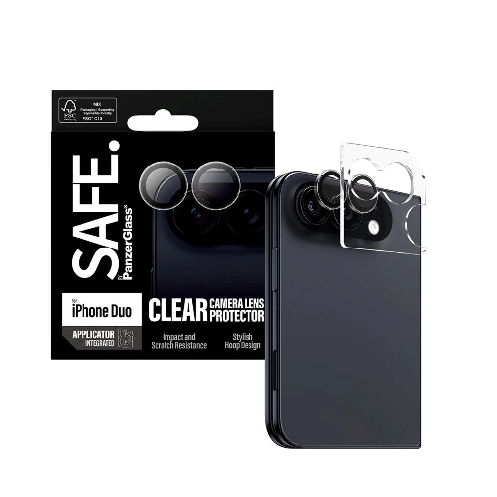 iPhone Duo Safe By PanzerGlass Kamerabeskyttelse - Genanvendt Glas - Gennemsigtig