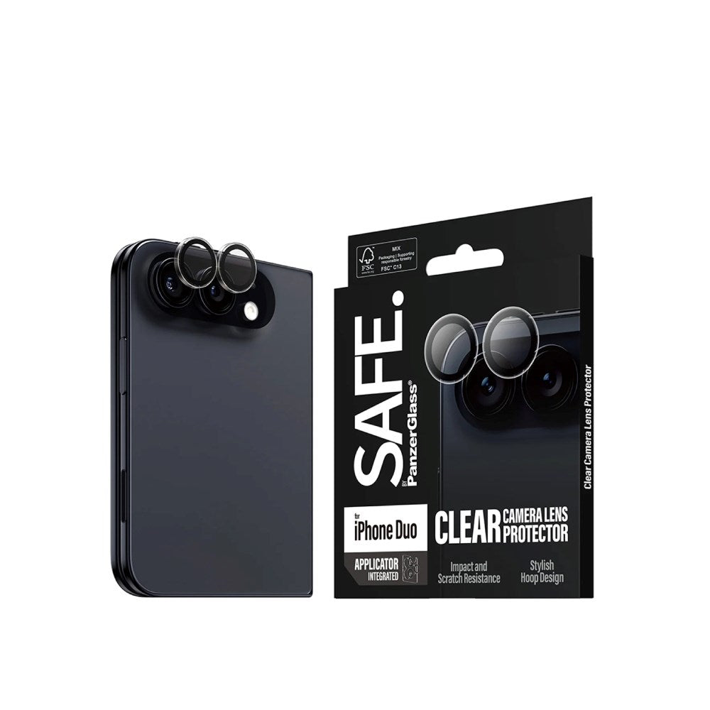 iPhone Duo Safe By PanzerGlass Kamerabeskyttelse - Genanvendt Glas - Gennemsigtig