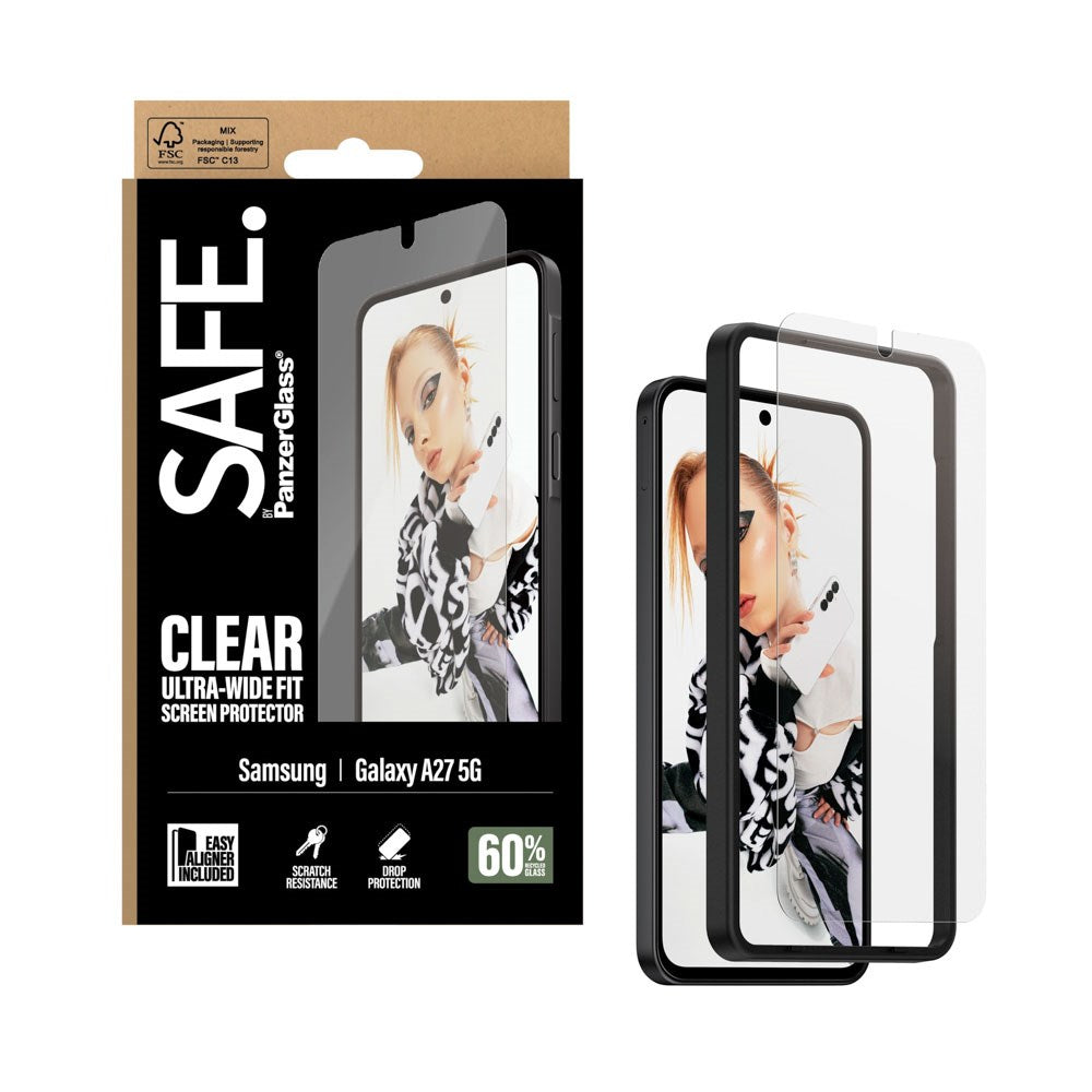 Samsung Galaxy A27 SAFE by PanzerGlass Ultra-Wide Fit Skærmbeskyttelsesglas m. EasyAligner - Gennemsigtig