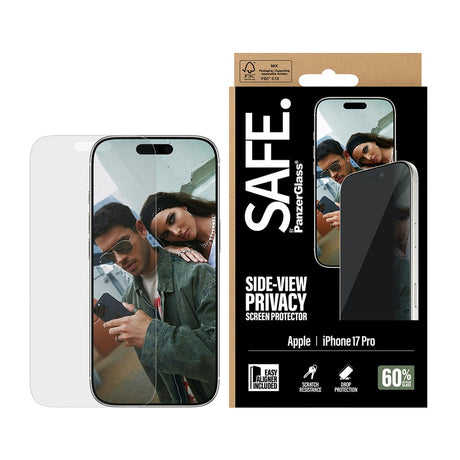 SAFE by PanzerGlass iPhone 17 Pro Ultra-Wide Fit Skærmbeskyttelsesglas - Privacy Funktion - Gennemsigtig