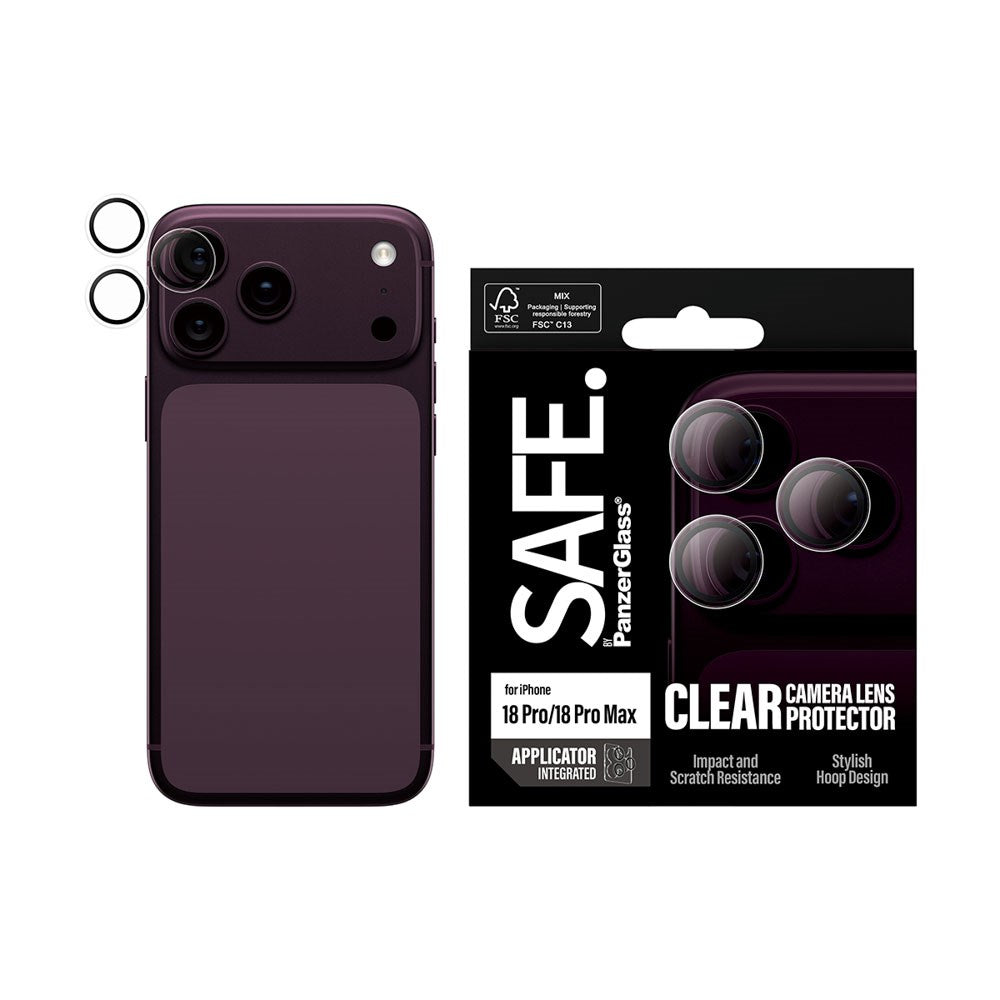 iPhone 18 Pro / Pro Max Safe By PanzerGlass Kamerabeskyttelse - Genanvendt Glas - Gennemsigtig