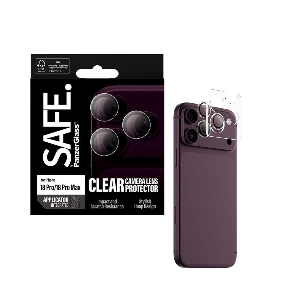 iPhone 18 Pro / Pro Max Safe By PanzerGlass Kamerabeskyttelse - Genanvendt Glas - Gennemsigtig