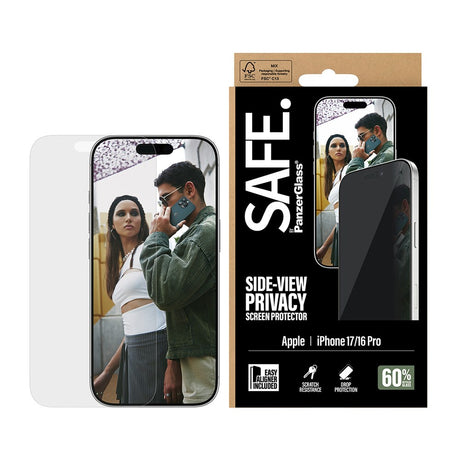 SAFE by PanzerGlass iPhone 17 / 16 Pro Ultra-Wide Fit Skærmbeskyttelsesglas - Privacy Funktion - Gennemsigtig