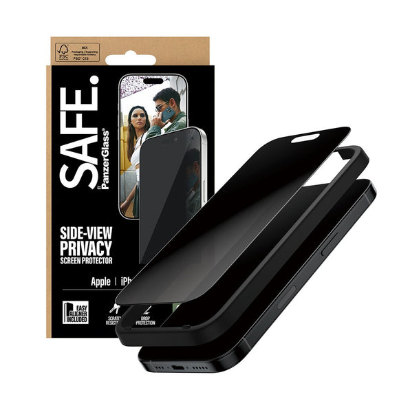 SAFE by PanzerGlass iPhone 17 / 16 Pro Ultra-Wide Fit Skærmbeskyttelsesglas - Privacy Funktion - Gennemsigtig