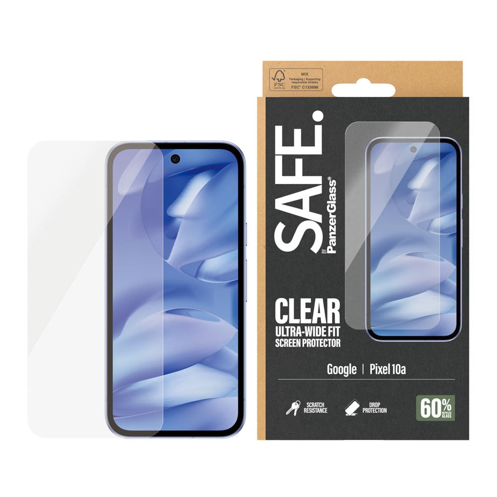 Google Pixel 10a SAFE by PanzerGlass Ultra-Wide Fit Skærmbeskyttelsesglas - Gennemsigtig
