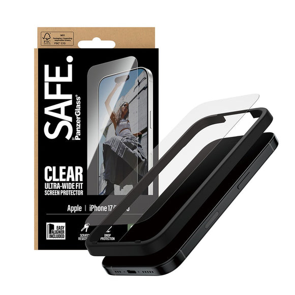 SAFE by PanzerGlass iPhone 17 / 16 Pro Ultra-Wide Fit Skærmbeskyttelsesglas - Gennemsigtig