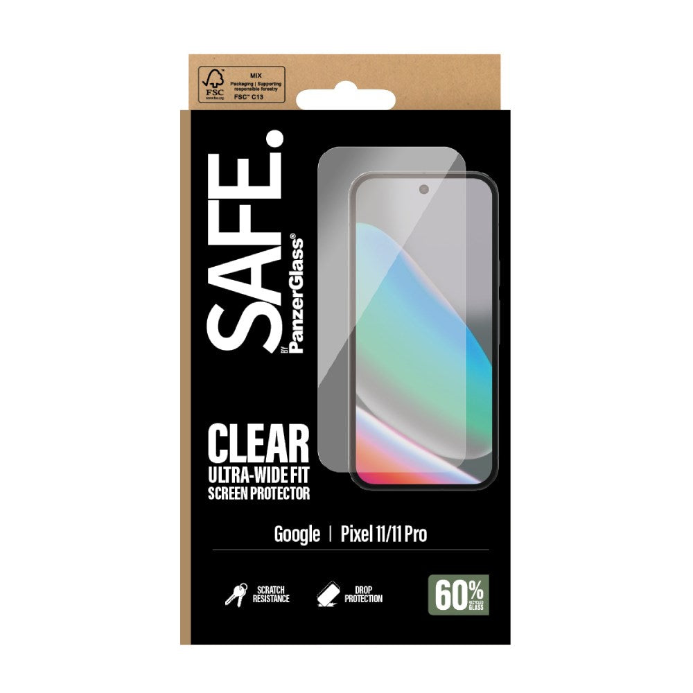 Google Pixel 11 / 11 Pro SAFE by PanzerGlass Ultra-Wide Fit Skærmbeskyttelsesglas m. EasyAligner - Gennemsigtig