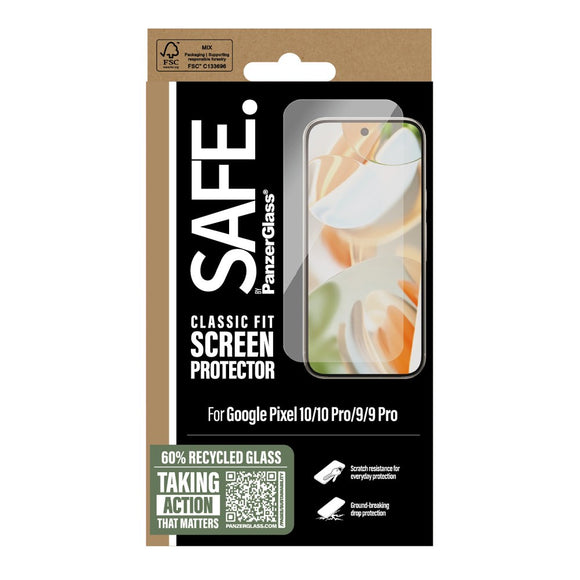 SAFE by PanzerGlass Google Pixel 10 / 10 Pro / 9 / 9 Pro Classic Fit Skærmbeskyttelsesglas - Gennemsigtig