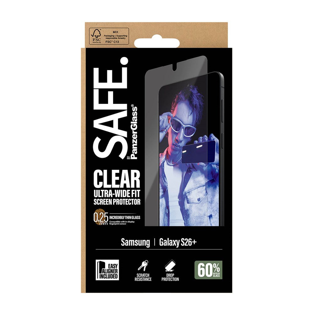 Samsung Galaxy S26+ (Plus) SAFE by PanzerGlass Ultra-Wide Fit Skærmbeskyttelsesglas - Gennemsigtig