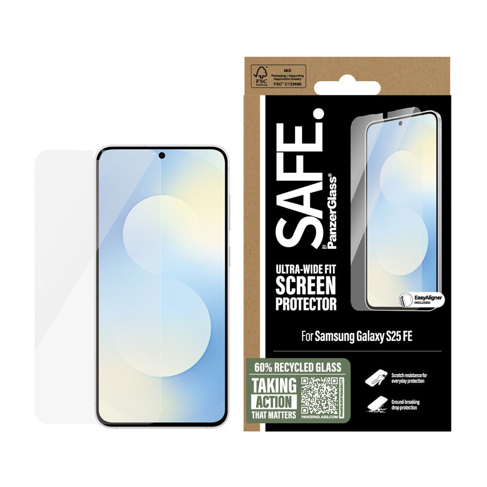 SAFE by PanzerGlass Samsung Galaxy S25 FE Ultra-Wide Fit Skærmbeskyttelsesglas - Gennemsigtig