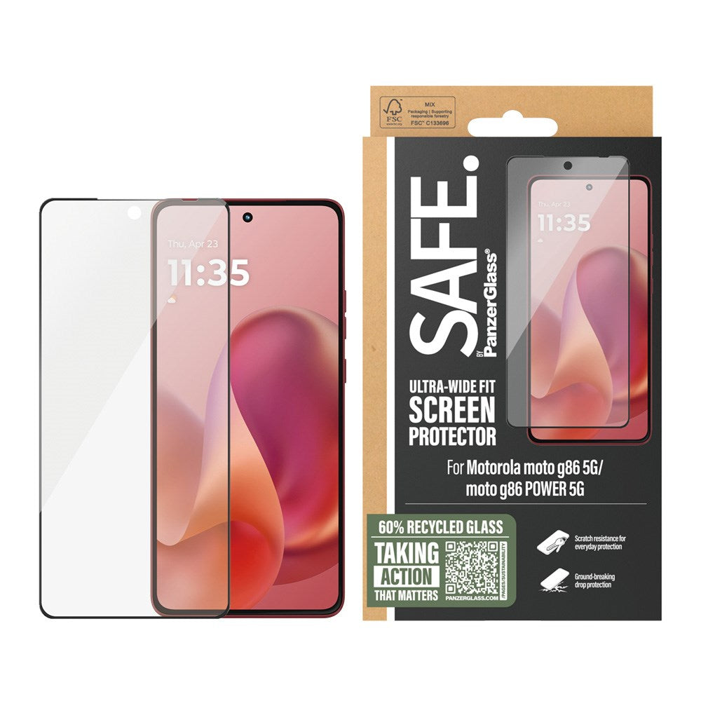 SAFE by PanzerGlass Motorola Moto G86 / G86 Power Ultra-Wide Fit Skærmbeskyttelsesglas - Gennemsigtig