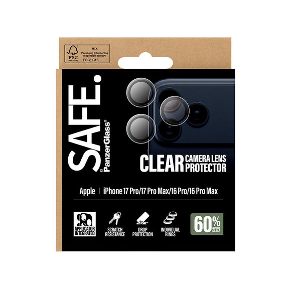 Safe by PanzerGlass iPhone 17 Pro / 17 Pro Max / 16 Pro / 16 Pro Max Kameralinse Beskyttelsesglas - Gennemsigtig / Sort
