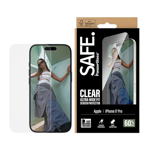 SAFE by PanzerGlass iPhone 17 Pro Ultra-Wide Fit Skærmbeskyttelsesglas - Gennemsigtig