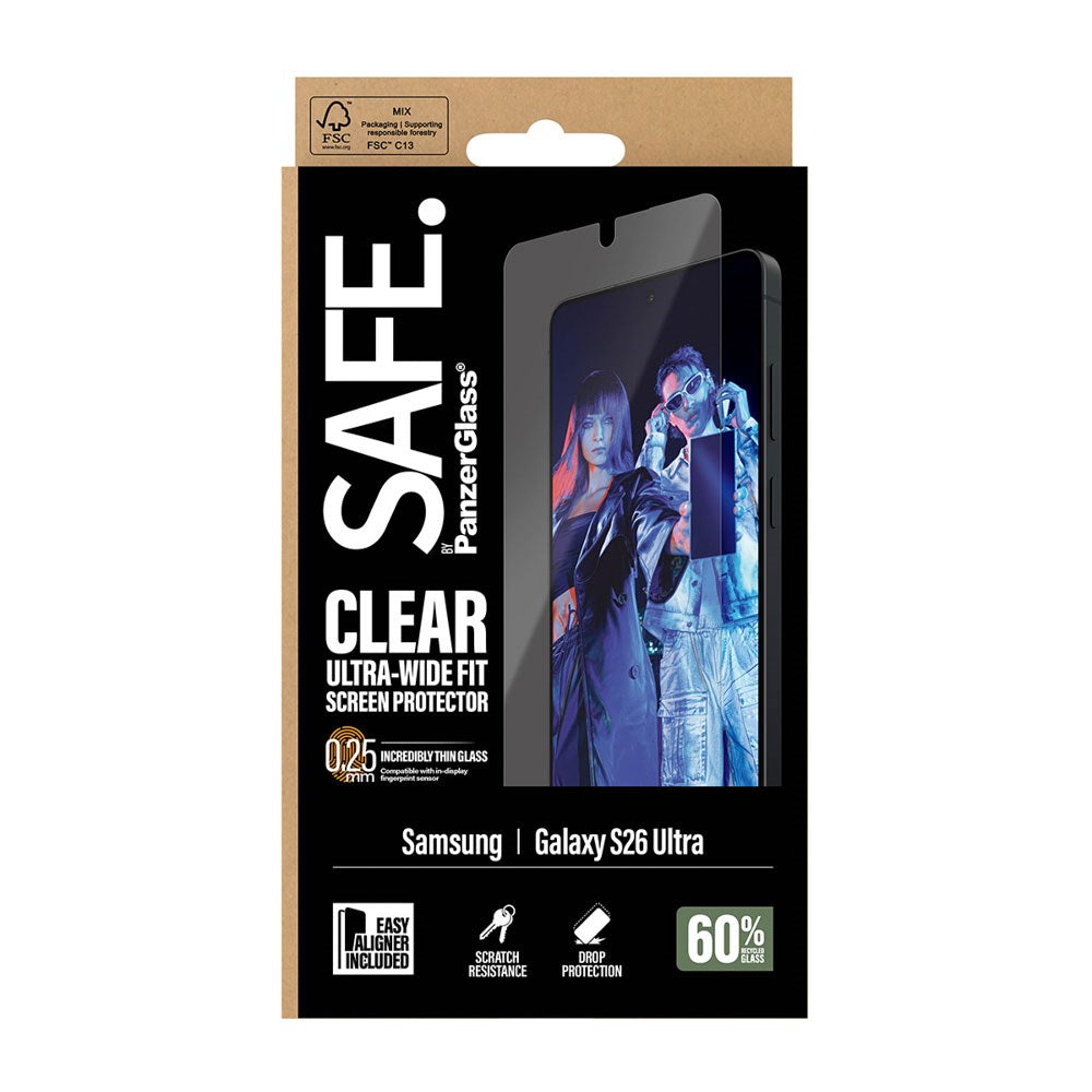 Samsung Galaxy S26 Ultra SAFE by PanzerGlass Ultra-Wide Fit Skærmbeskyttelsesglas - Gennemsigtig