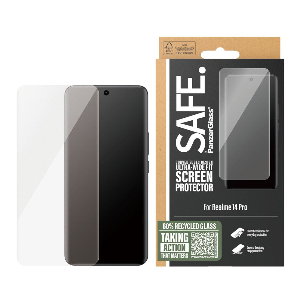Realme 14 Pro SAFE by PanzerGlass Ultra-Wide Fit Skærmbeskyttelsesglas - Gennemsigtig