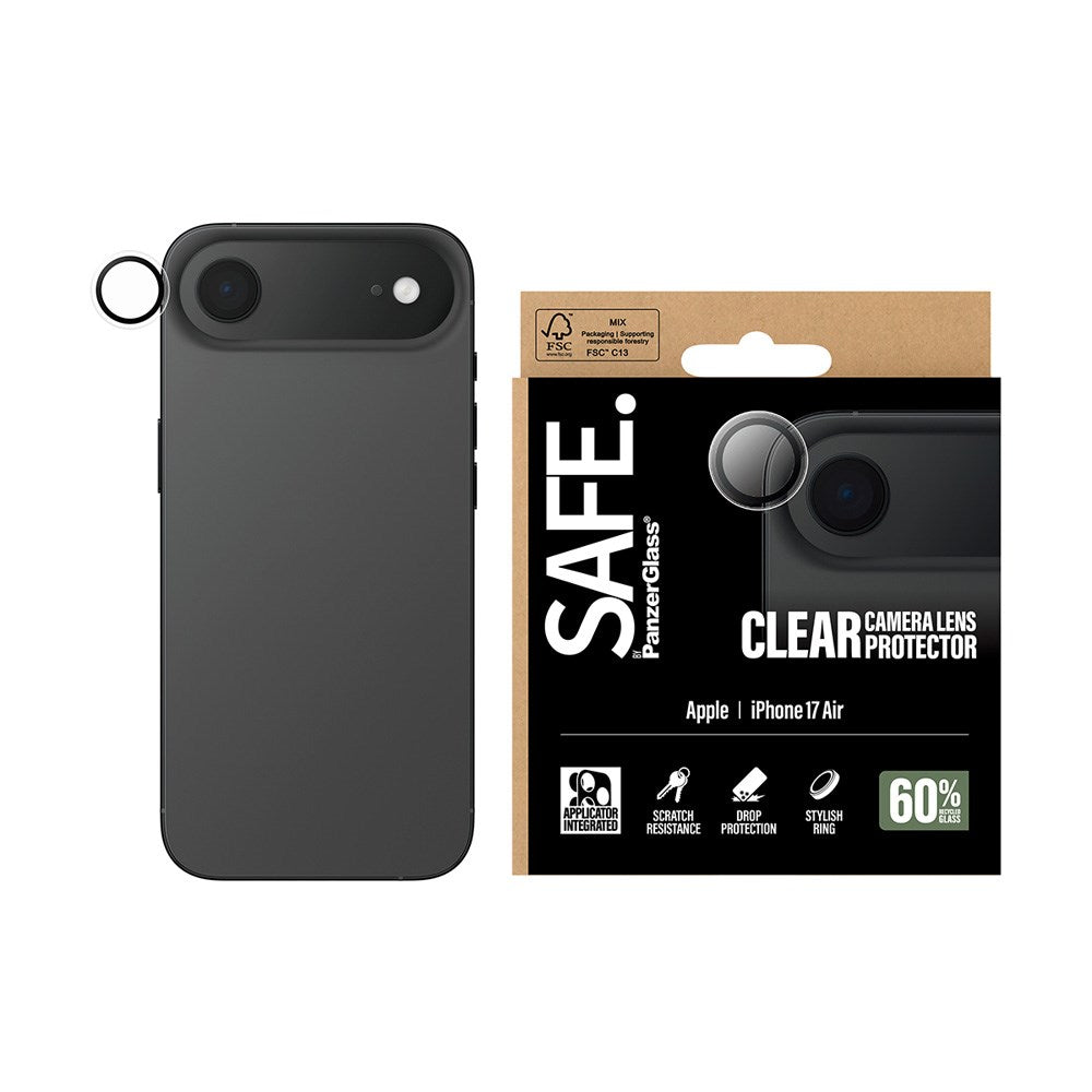 Safe by PanzerGlass iPhone Air Kameralinse Beskyttelsesglas - Gennemsigtig / Sort