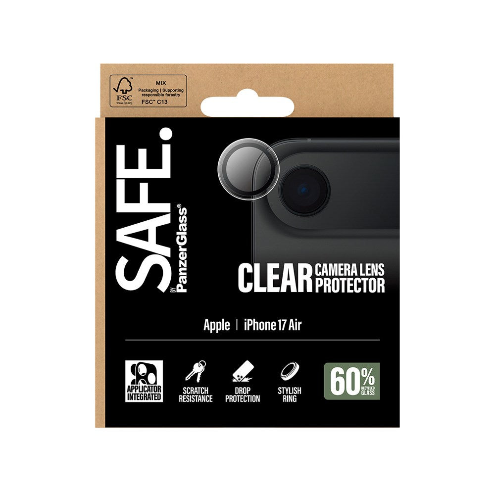 Safe by PanzerGlass iPhone Air Kameralinse Beskyttelsesglas - Gennemsigtig / Sort