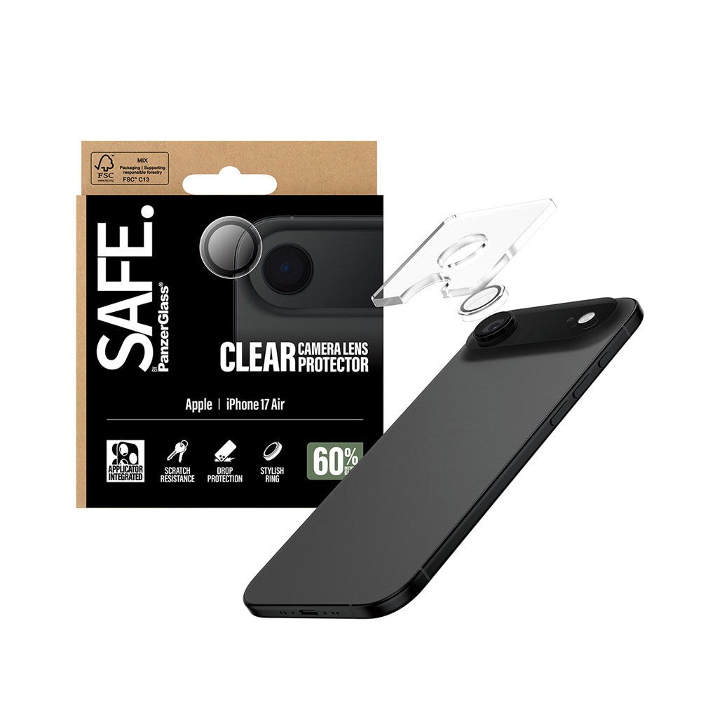 Safe by PanzerGlass iPhone Air Kameralinse Beskyttelsesglas - Gennemsigtig / Sort