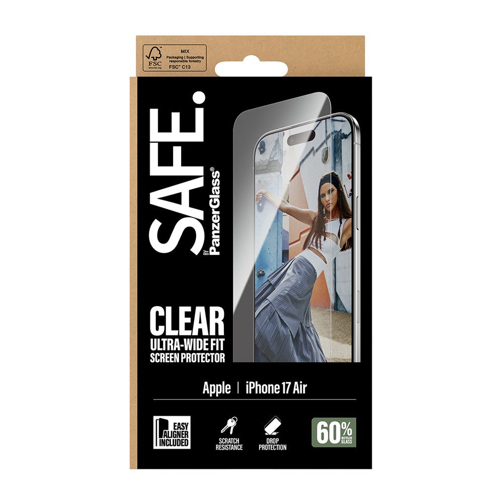 SAFE by PanzerGlass iPhone Air Ultra-Wide Fit Skærmbeskyttelsesglas - Gennemsigtig