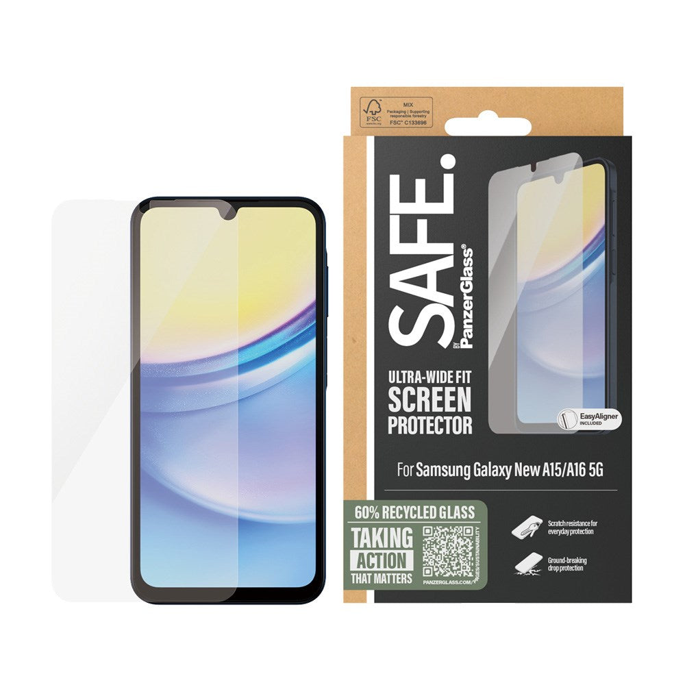 SAFE by PanzerGlass - Samsung Galaxy A16 Ultra-Wide Fit Skærmbeskyttelsesglas - Gennemsigtig