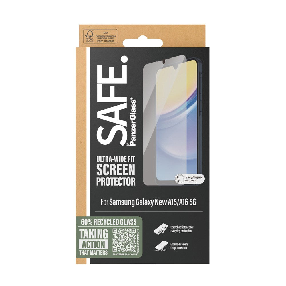 SAFE by PanzerGlass - Samsung Galaxy A16 Ultra-Wide Fit Skærmbeskyttelsesglas - Gennemsigtig