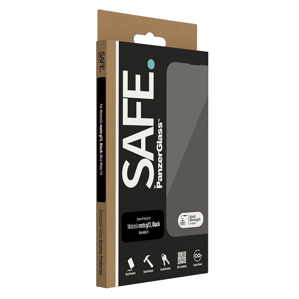 Motorola Moto G72 Safe By PanzerGlass® Ultra-Wide Fit Skærmbeskyttelse - Case Friendly - Gold Strength - Gennemsigtig