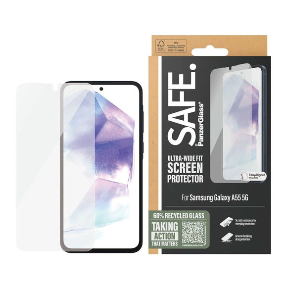 Samsung Galaxy A55 (5G) Safe By PanzerGlass® Ultra-Wide Fit Skærmbeskyttelse - Case Friendly - Gold Strength - Gennemsigtig