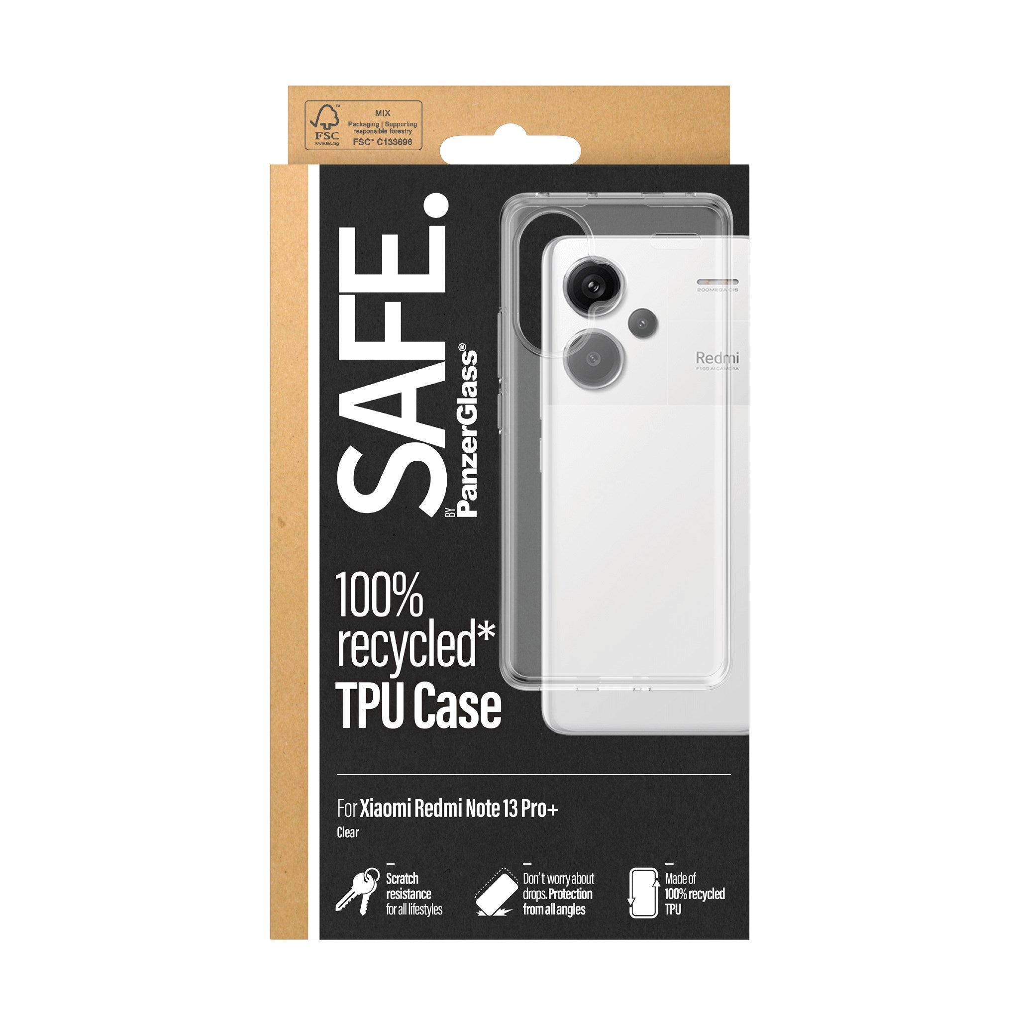 SAFE by PanzerGlass Xiaomi Redmi Note 13 Pro Plus Fleksibel Plastik Cover - Gennemsigtig