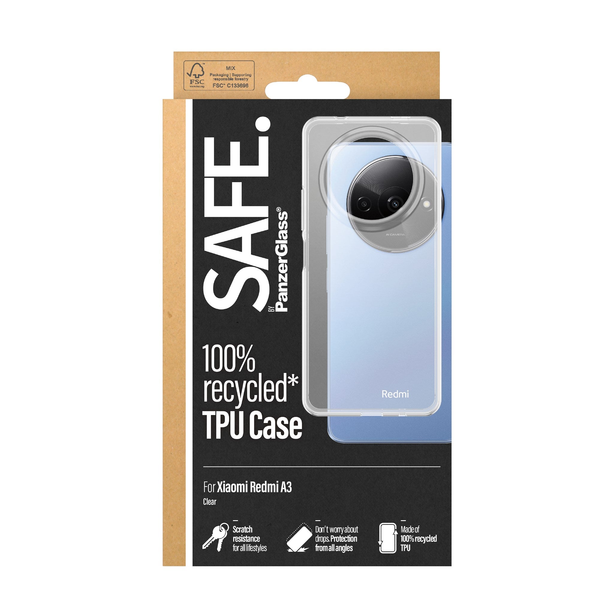 SAFE by PanzerGlass Xiaomi Redmi A3 Fleksibel Plastik Cover - Gennemsigtig