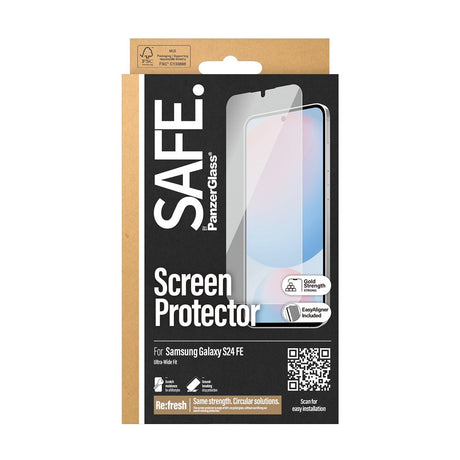 Samsung Galaxy S24 FE Safe By PanzerGlass® Ultra-Wide Fit Skærmbeskyttelse - Case Friendly - Gold Strength - Gennemsigtig