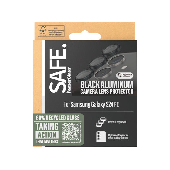 Samsung Galaxy S24 FE Safe By PanzerGlass® Genanvendt Kameralinsebeskyttelseglas - Gennemsigtig / Sort