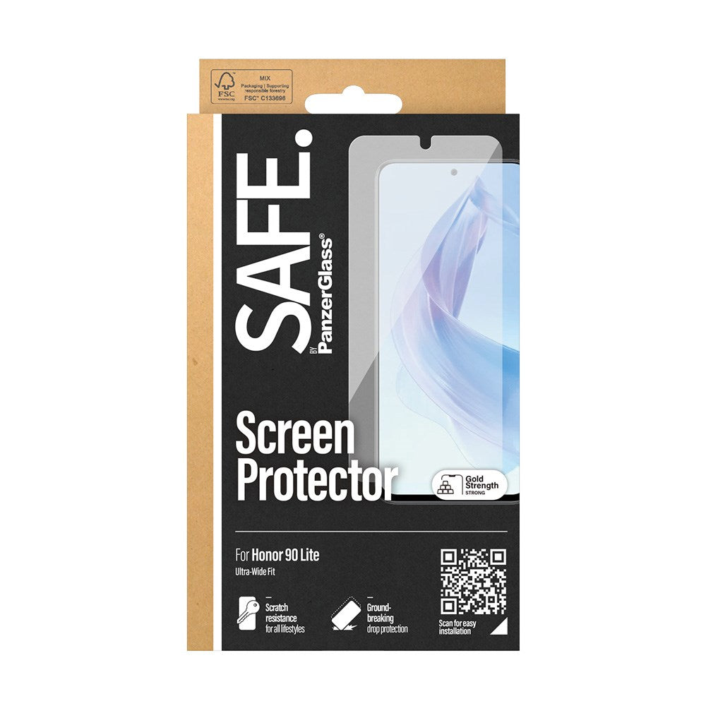 Honor 90 Lite Safe By PanzerGlass® Ultra-Wide Fit Skærmbeskyttelse - Case Friendly - Gold Strength - Gennemsigtig