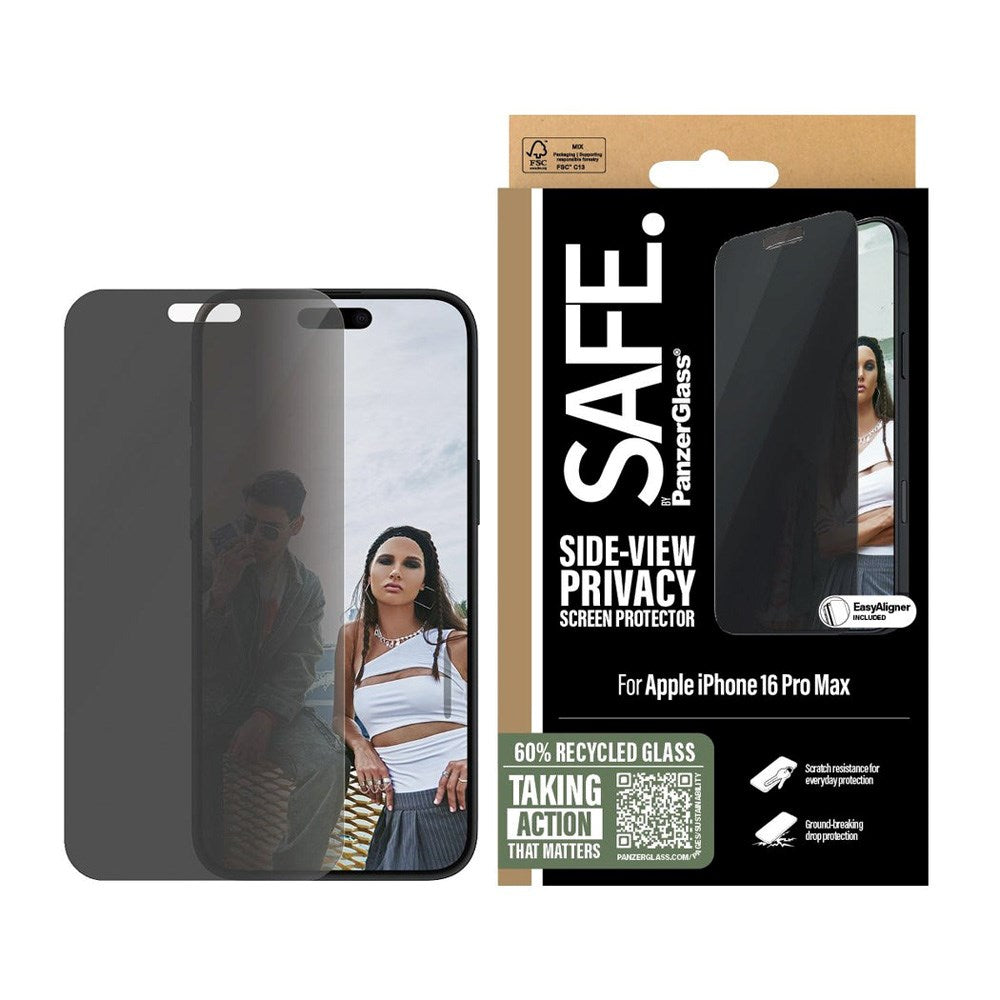 SAFE by PanzerGlass iPhone 16 Pro Max Ultra-Wide Fit Skærmbeskyttelsesglas - Privacy Funktion - Gennemsigtig