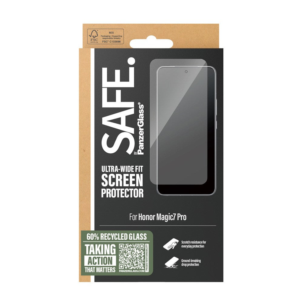 Honor Magic7 Pro Safe By PanzerGlass® Ultra-Wide Fit Skærmbeskyttelse - Case Friendly - Gold Strength - Gennemsigtig