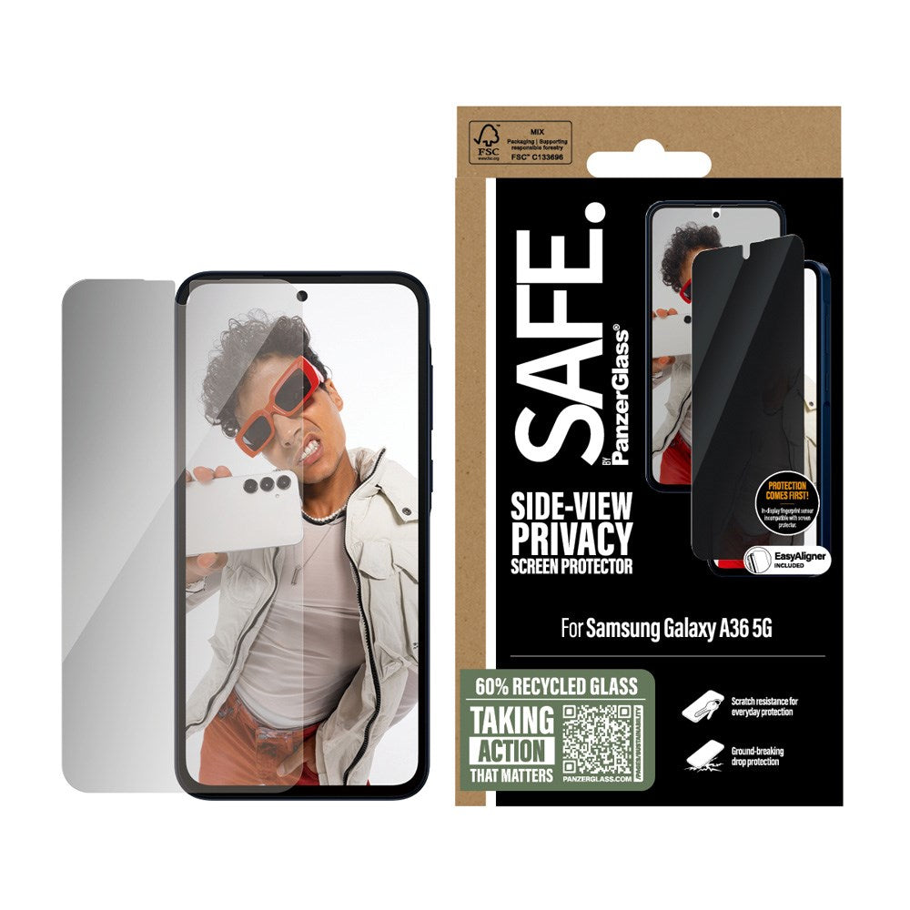 SAFE by PanzerGlass Samsung Galaxy A36 (5G) Ultra-Wide Fit Skærmbeskyttelsesglas - Privacy Funktion - Gennemsigtig