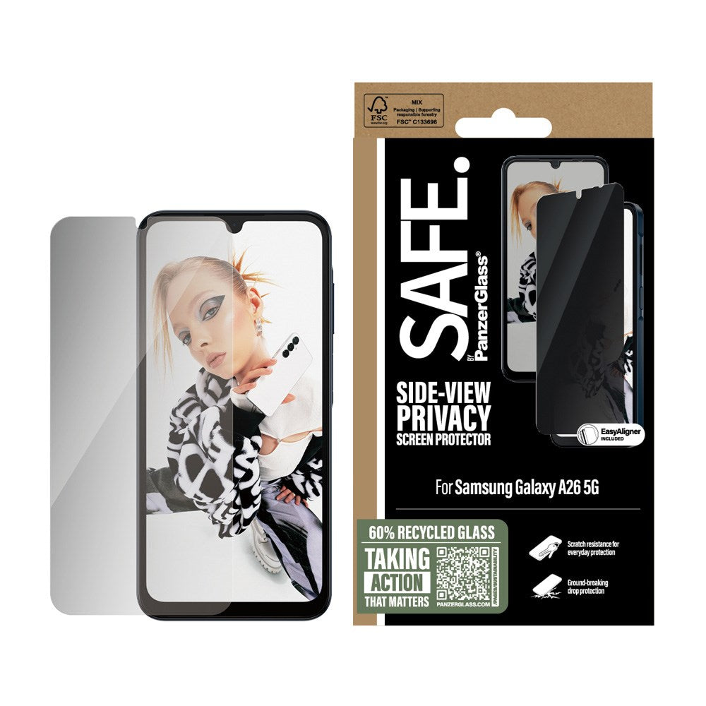 SAFE by PanzerGlass Samsung Galaxy A26 (5G) Ultra-Wide Fit Skærmbeskyttelsesglas - Privacy Funktion - Gennemsigtig